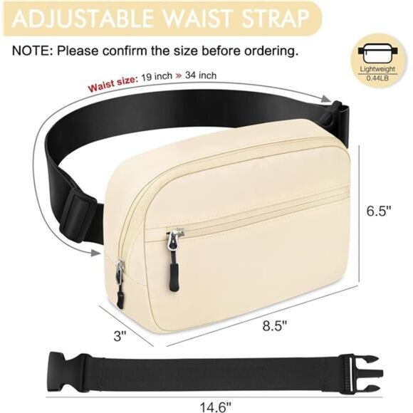 Women's 2L Capacity Cross Body Fanny Packs for Women Men with Adjustable Strap, - Picture 2 of 7